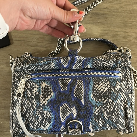 Rebecca Minkoff Blue and Black Crossbody Bag with Snakeskin Print - Picture 9 of 10